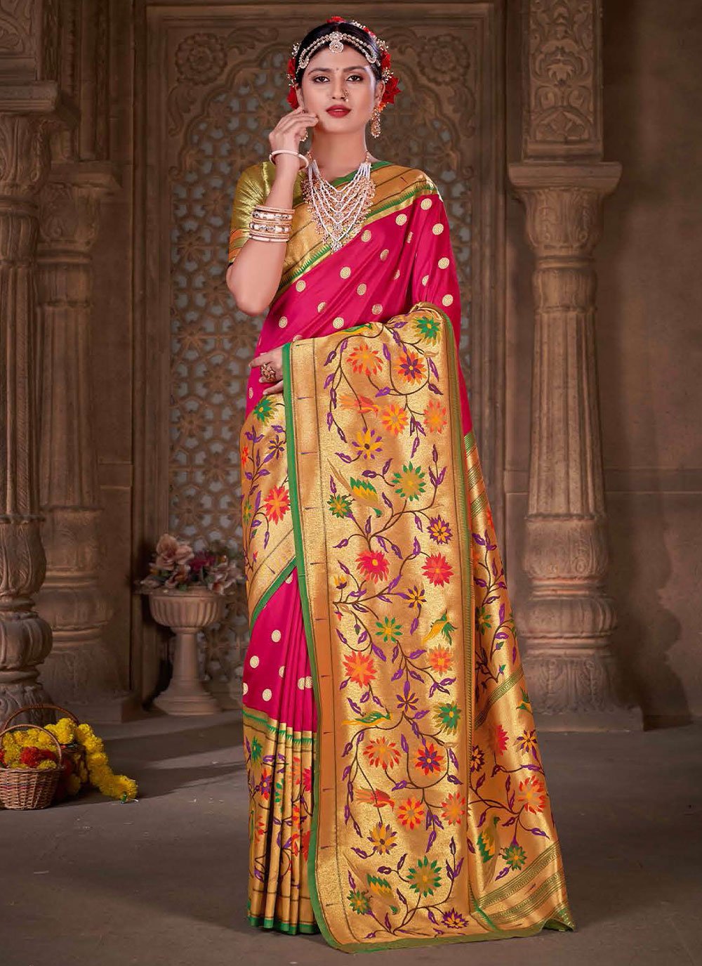 Classic Silk Pink Woven Saree