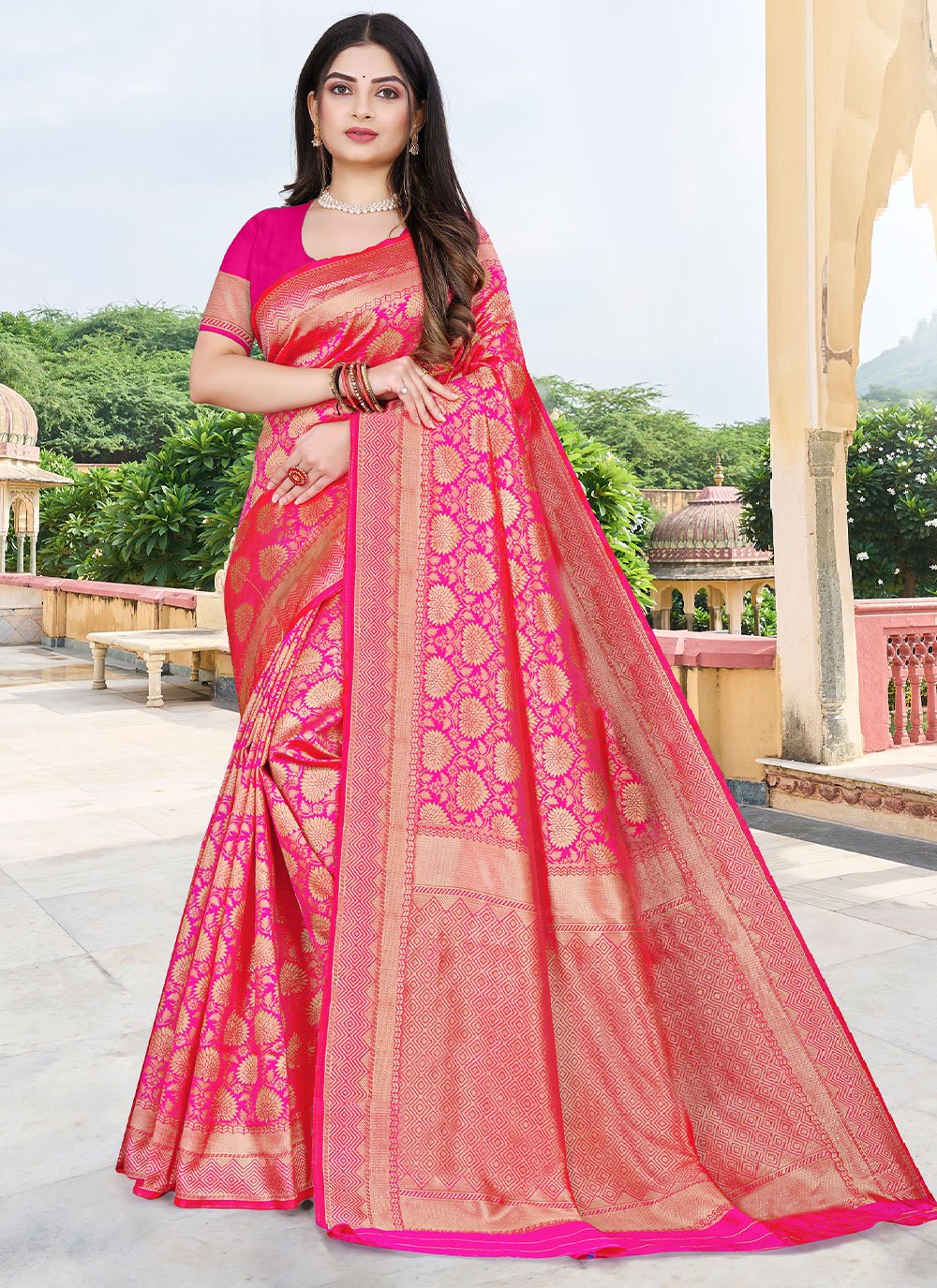 Classic Silk Pink Zari Saree