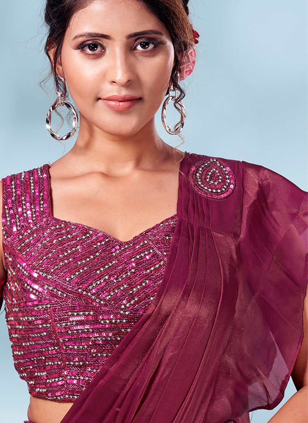 Contemporary Silk Rani Plain Saree