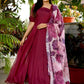 Gown Silk Wine Plain Gown