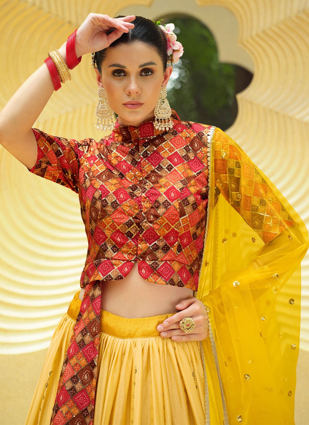 Lehenga Choli Chinon Silk Yellow Embroidered Lehenga Choli