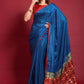 Contemporary Silk Blue Foil Print Saree