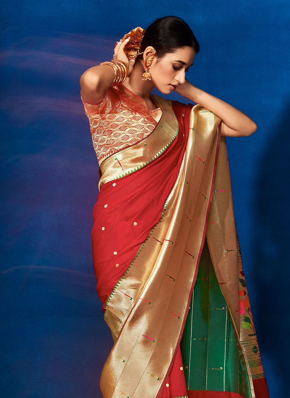 Contemporary Silk Red Patch Border Saree