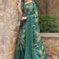 Contemporary Silk Teal Print Saree