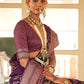 Contemporary Silk Purple Foil Print Saree