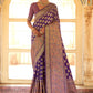 Contemporary Silk Purple Foil Print Saree