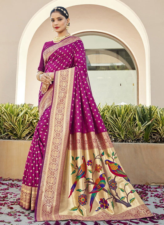 Traditional Saree Silk Purple Weaving Saree