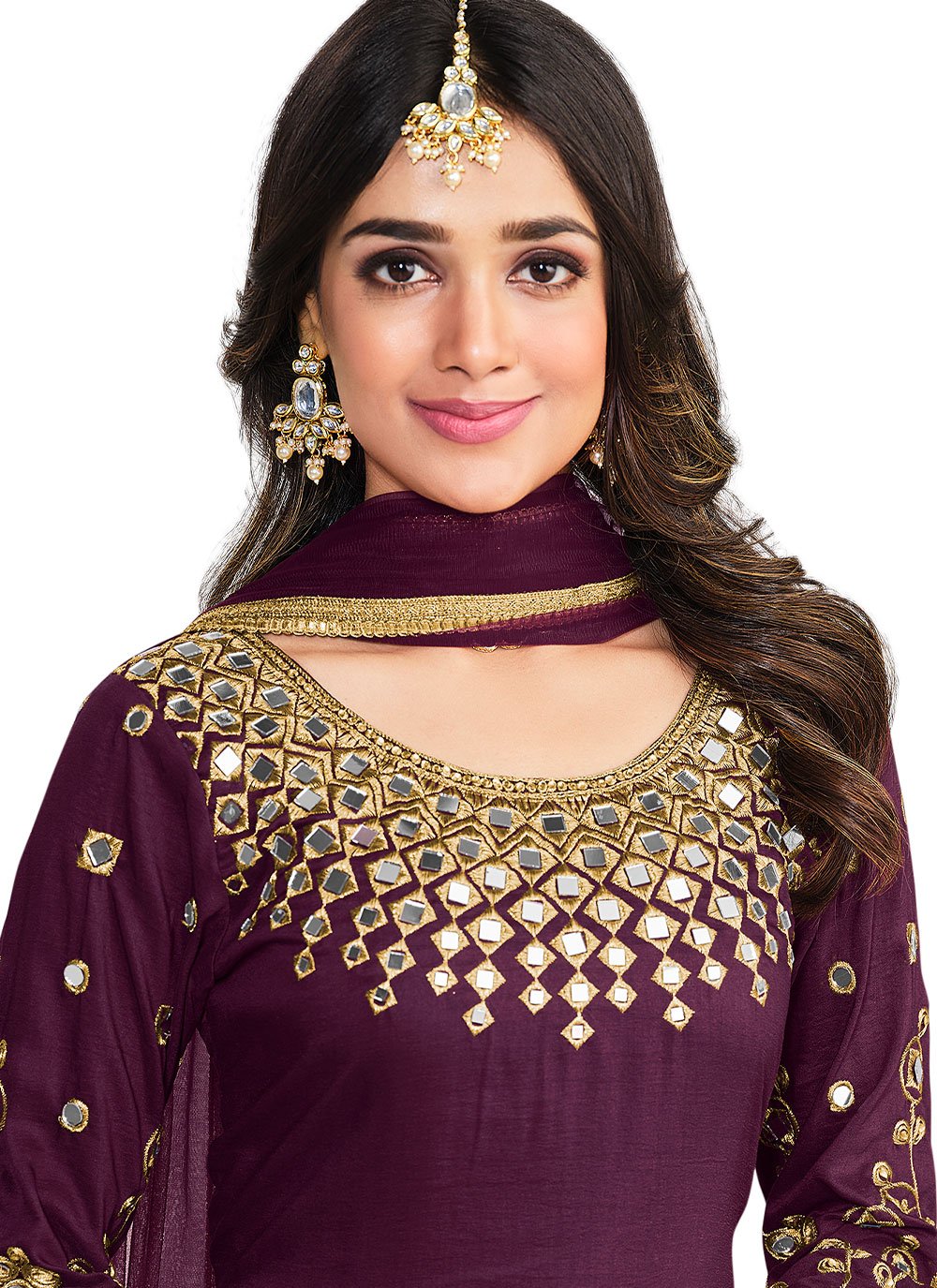 Patiala Suit Silk Purple Embroidered Salwar Kameez