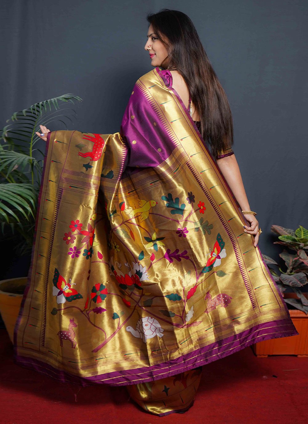 Contemporary Silk Purple Jacquard Work Saree