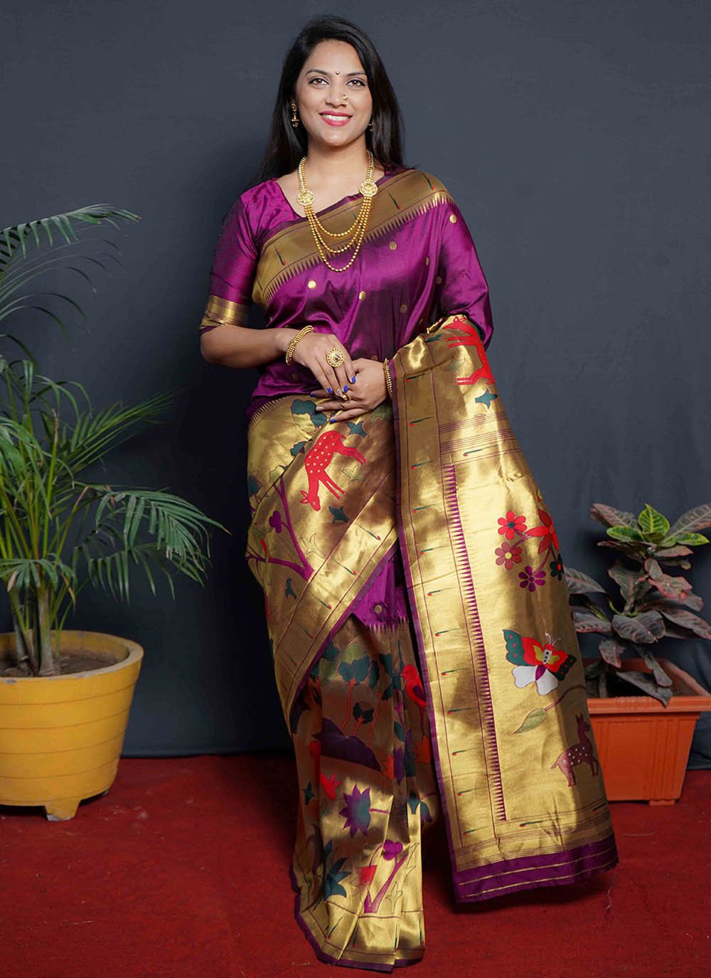 Contemporary Silk Purple Jacquard Work Saree