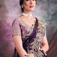 Trendy Saree Georgette Shimmer Silk Purple Cord Work Saree