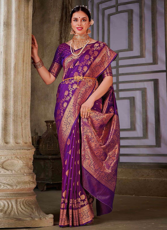 Contemporary Silk Purple Weaving Saree