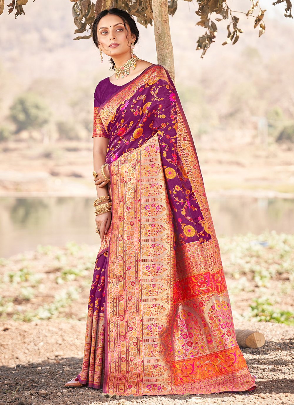 Contemporary Silk Purple Weaving Saree