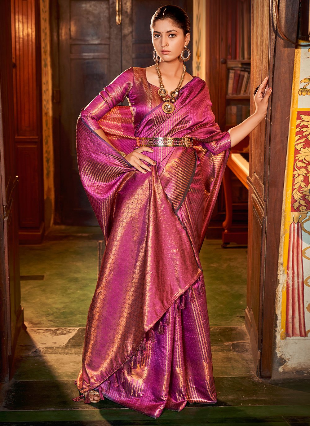 Traditional Saree Silk Purple Weaving Saree