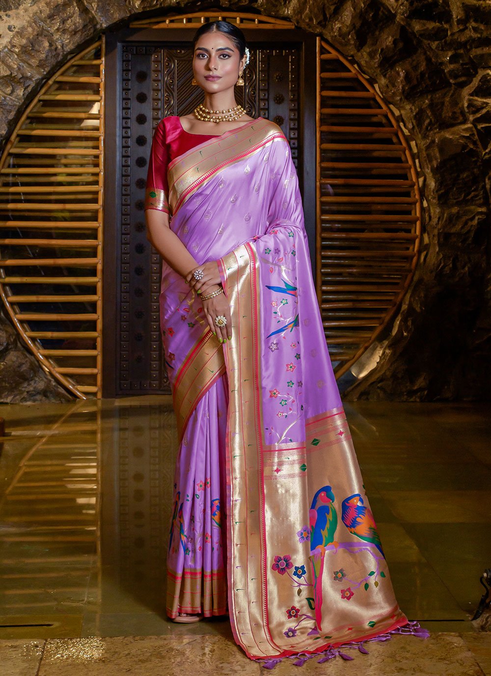 Trendy Saree Silk Purple Meenakari Saree