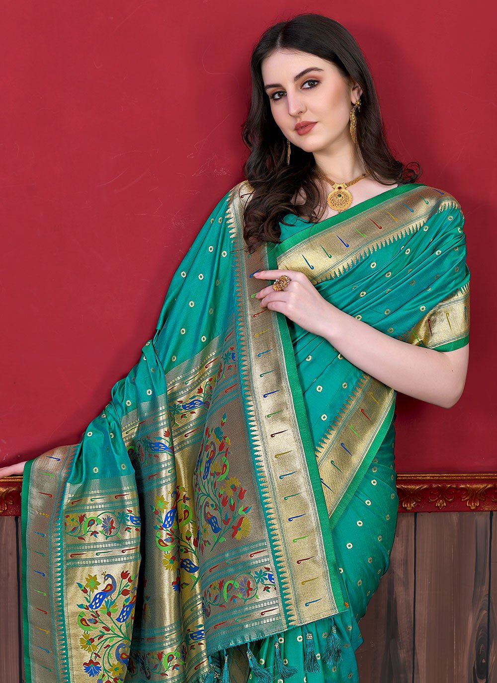 Classic Silk Rama Patch Border Saree