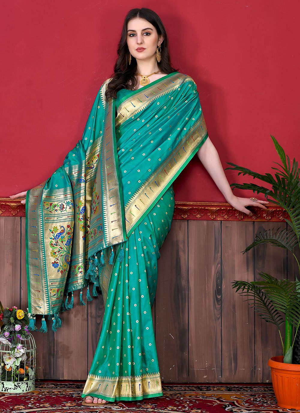 Classic Silk Rama Patch Border Saree