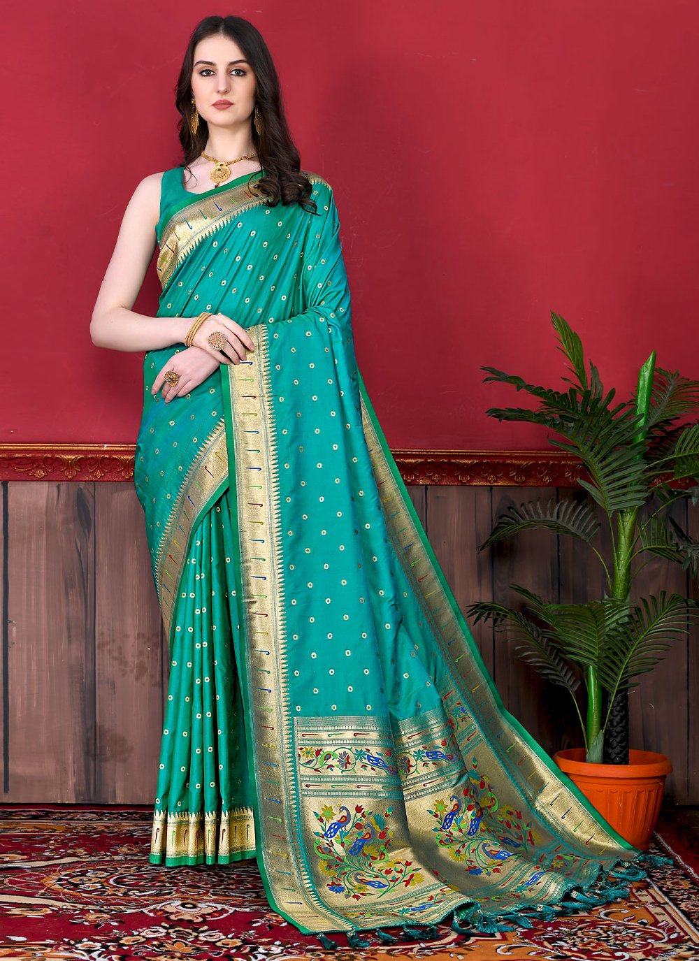 Classic Silk Rama Patch Border Saree