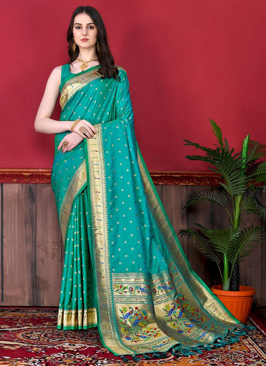 Classic Silk Rama Patch Border Saree