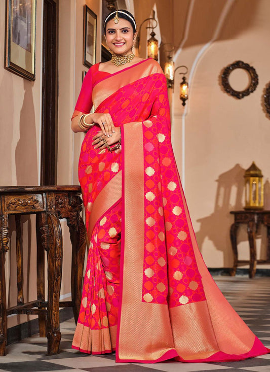 Trendy Saree Silk Rani Patch Border Saree