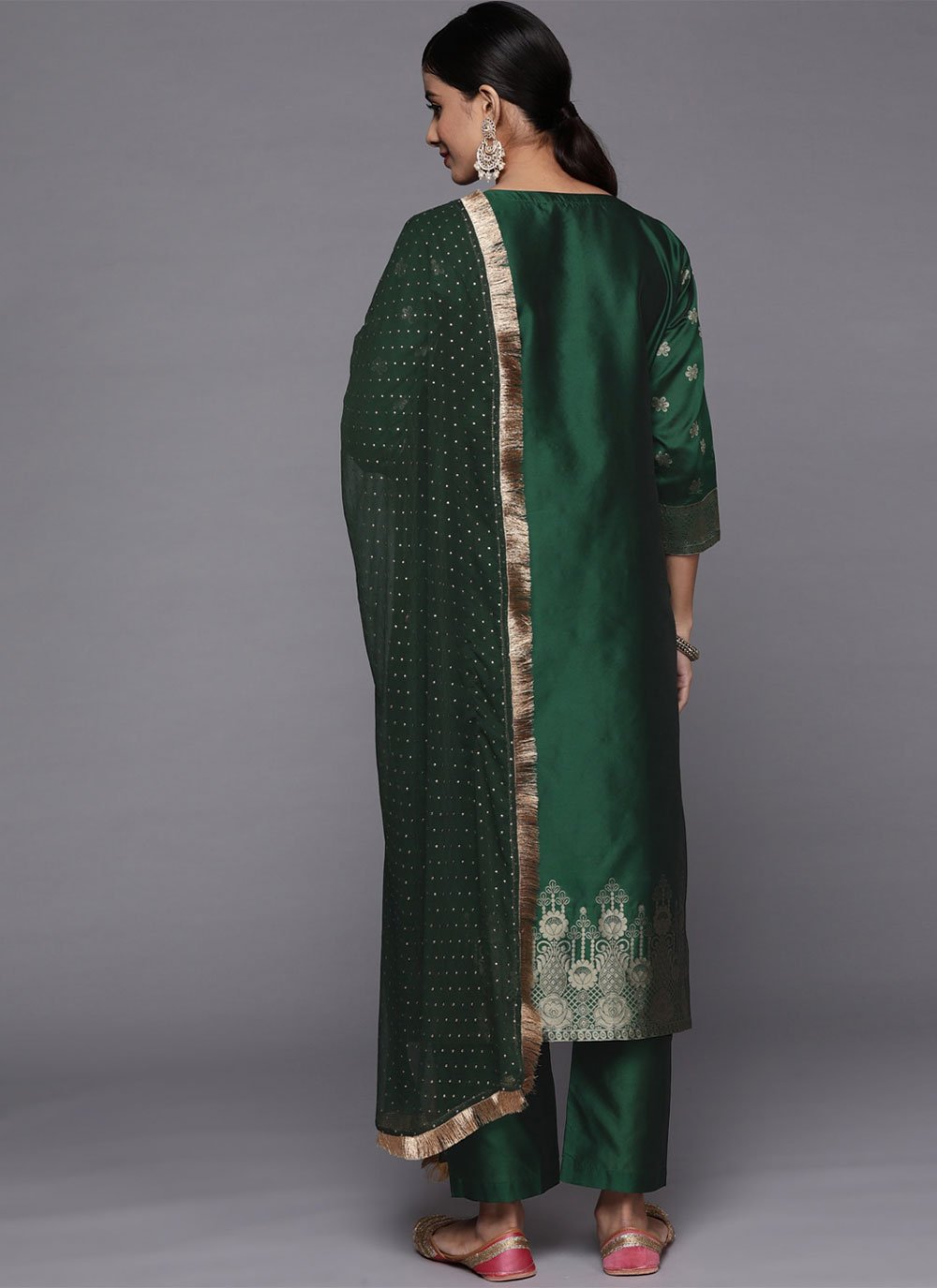 Salwar Suit Silk Green Weaving Salwar Kameez