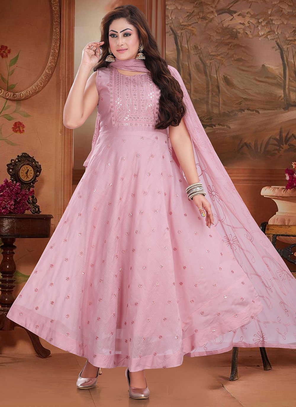 Salwar Suit Silk Lavender Embroidered Salwar Kameez