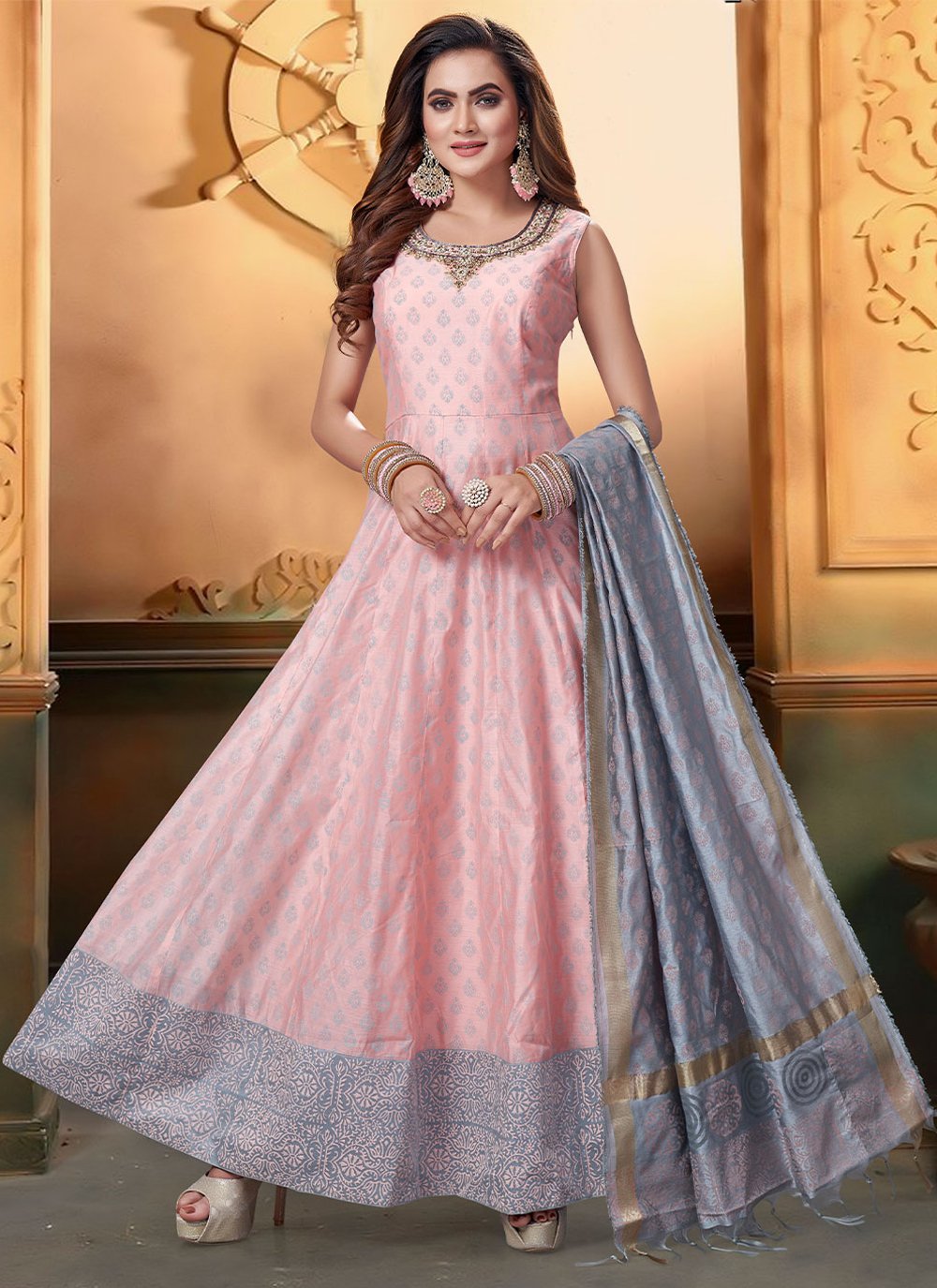 Salwar Suit Silk Pink Embroidered Salwar Kameez