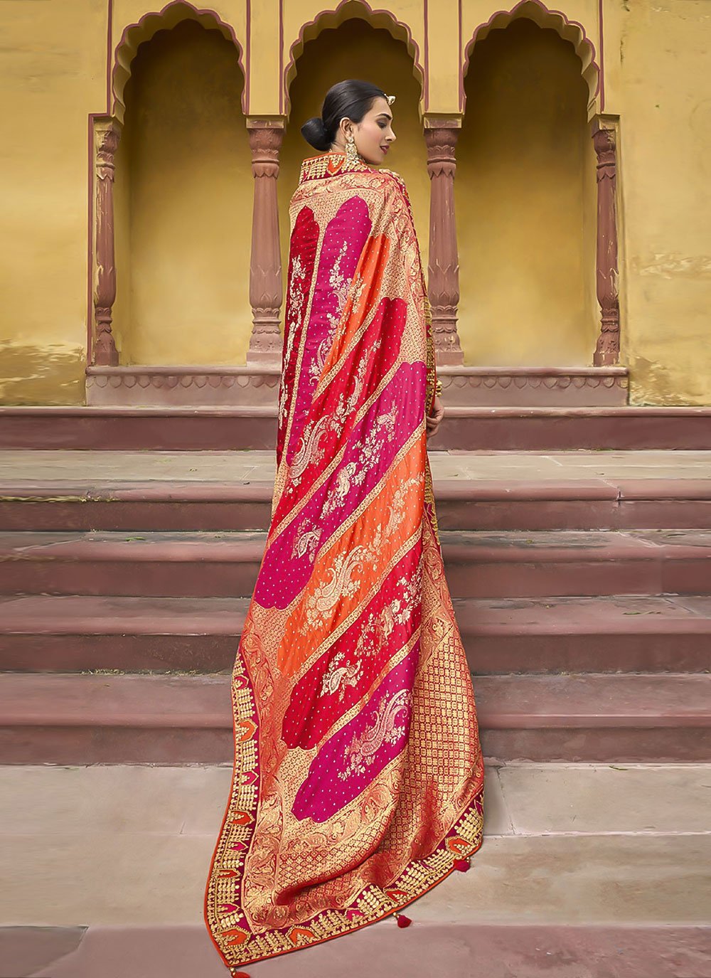 Classic Silk Multi Colour Embroidered Saree