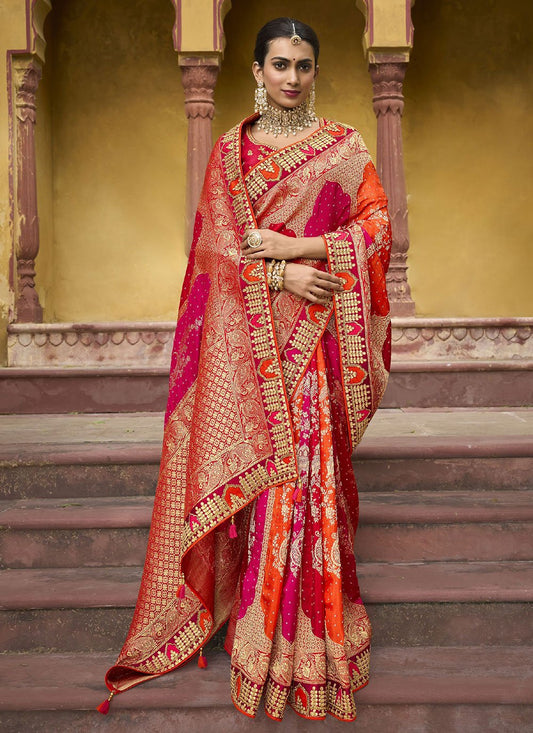 Classic Silk Multi Colour Embroidered Saree