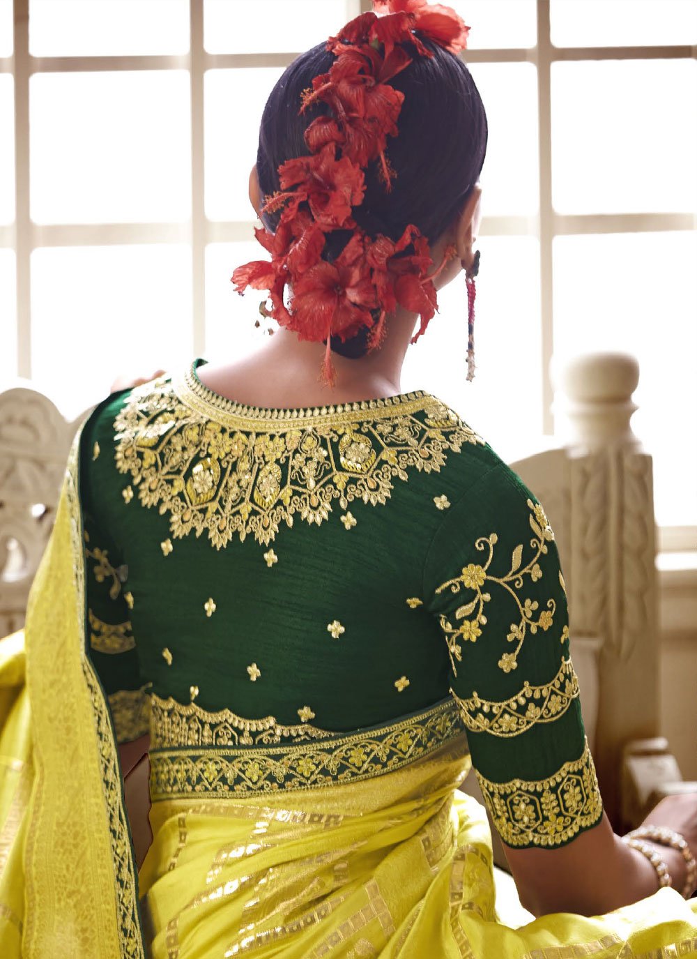 Contemporary Silk Yellow Embroidered Saree