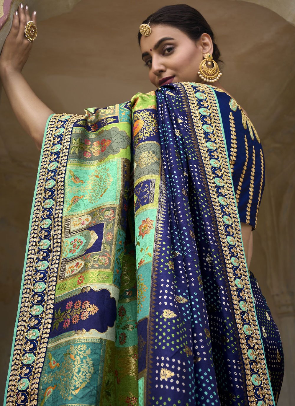 Designer Silk Blue Embroidered Saree