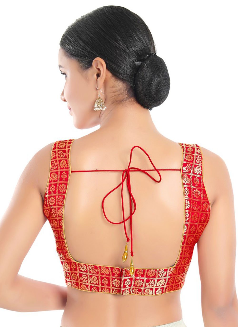 Designer Blouse Silk Red Weaving Blouse