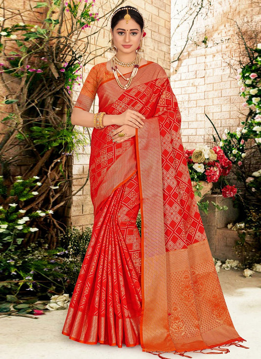 Traditional Saree Silk Red Weaving Saree