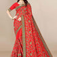Traditional Saree Silk Red Embroidered Saree