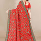 Traditional Saree Silk Red Embroidered Saree