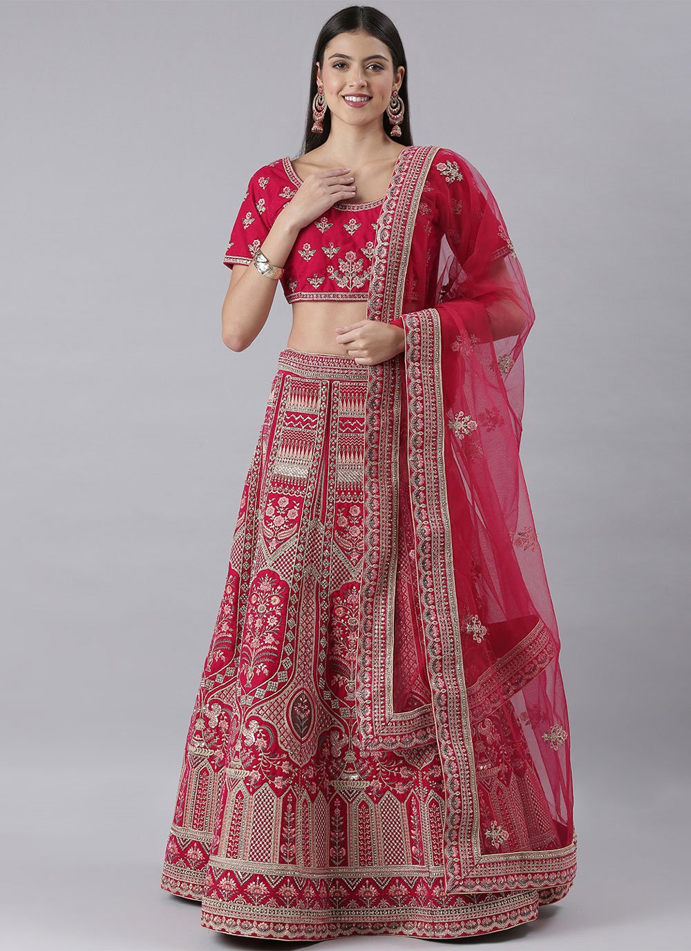 Lehenga Choli Silk Pink Embroidered Lehenga Choli