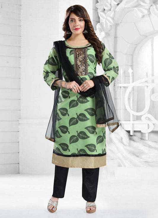 Pant Style Suit Brocade Silk Sea Green Embroidered Salwar Kameez