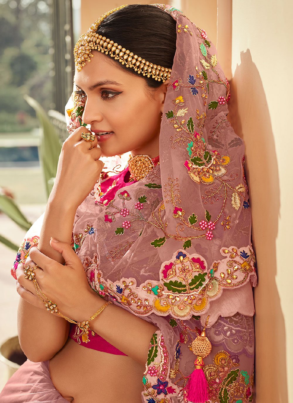 Trendy Saree Silk Pink Embroidered Saree