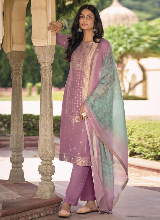 Salwar Suit Silk Purple Digital Print Salwar Kameez