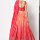 A Line Lehenga Chinon Silk Pink Embroidered Lehenga Choli