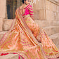 Classic Silk Peach Embroidered Saree