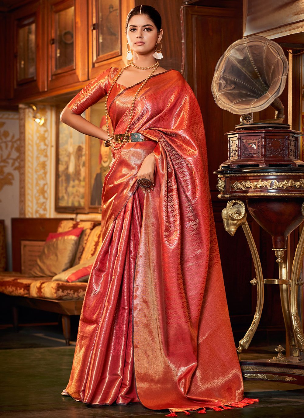 Traditional Saree Silk Red Weaving Saree