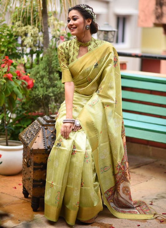 Trendy Saree Silk Sea Green Weaving Saree