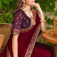 Trendy Saree Silk Wine Embroidered Saree