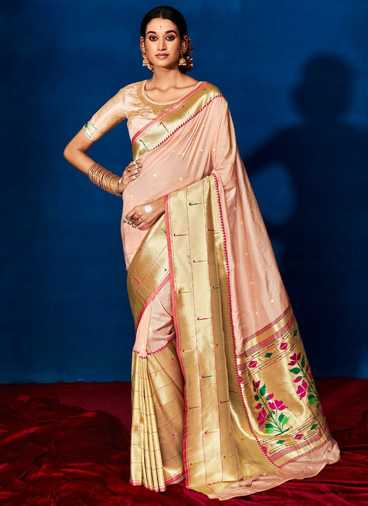 Trendy Saree Silk Pink Patch Border Saree