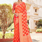 Classic Silk Orange Patch Border Saree