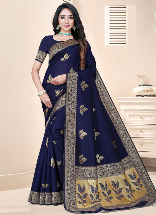 Classic Silk Blue Zari Saree