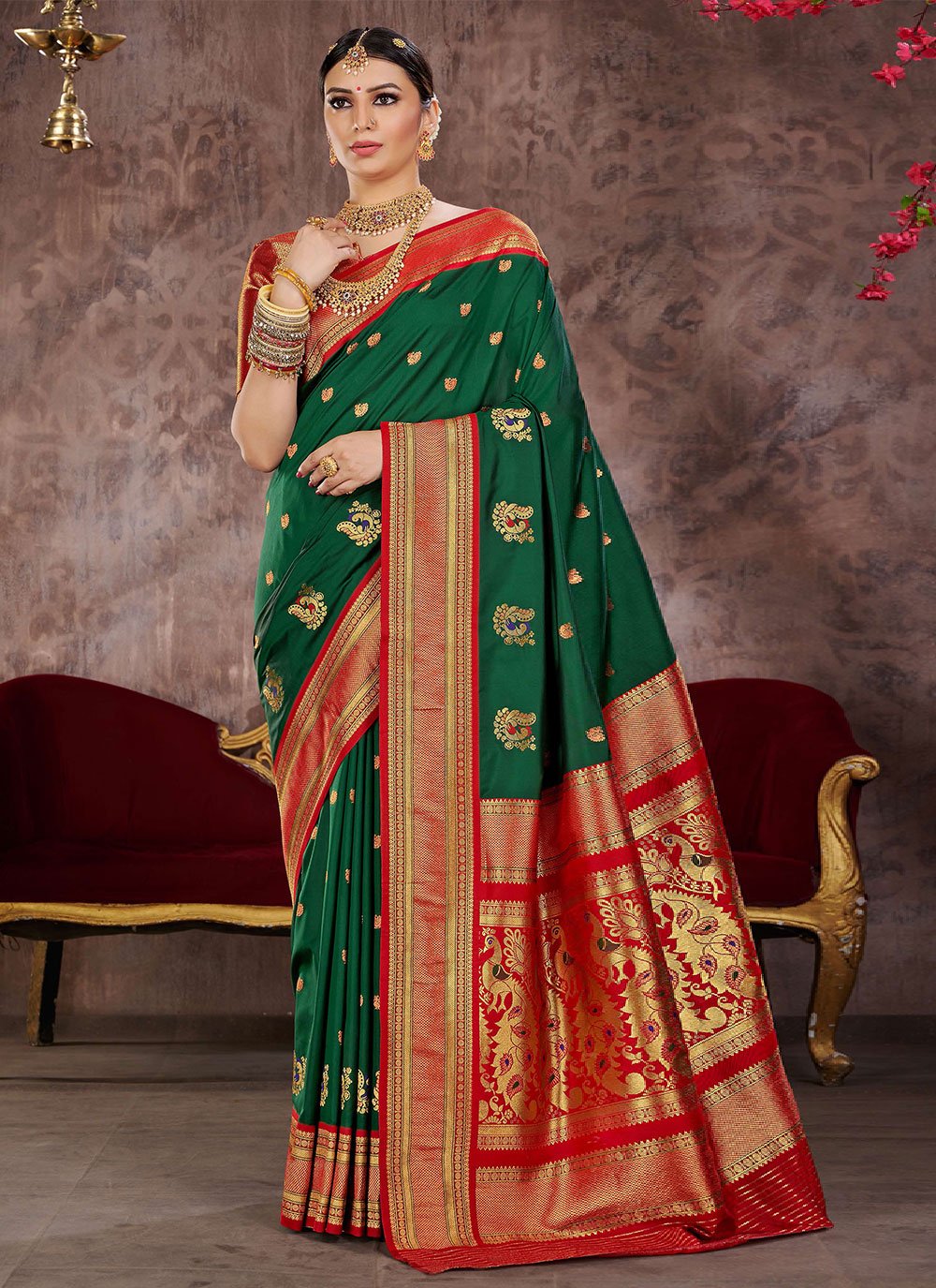 Classic Silk Green Woven Saree