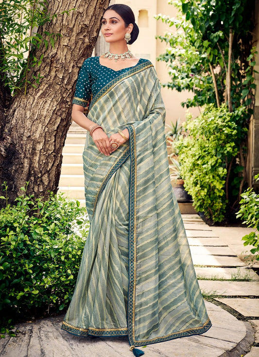 Classic Silk Blue Digital Print Saree