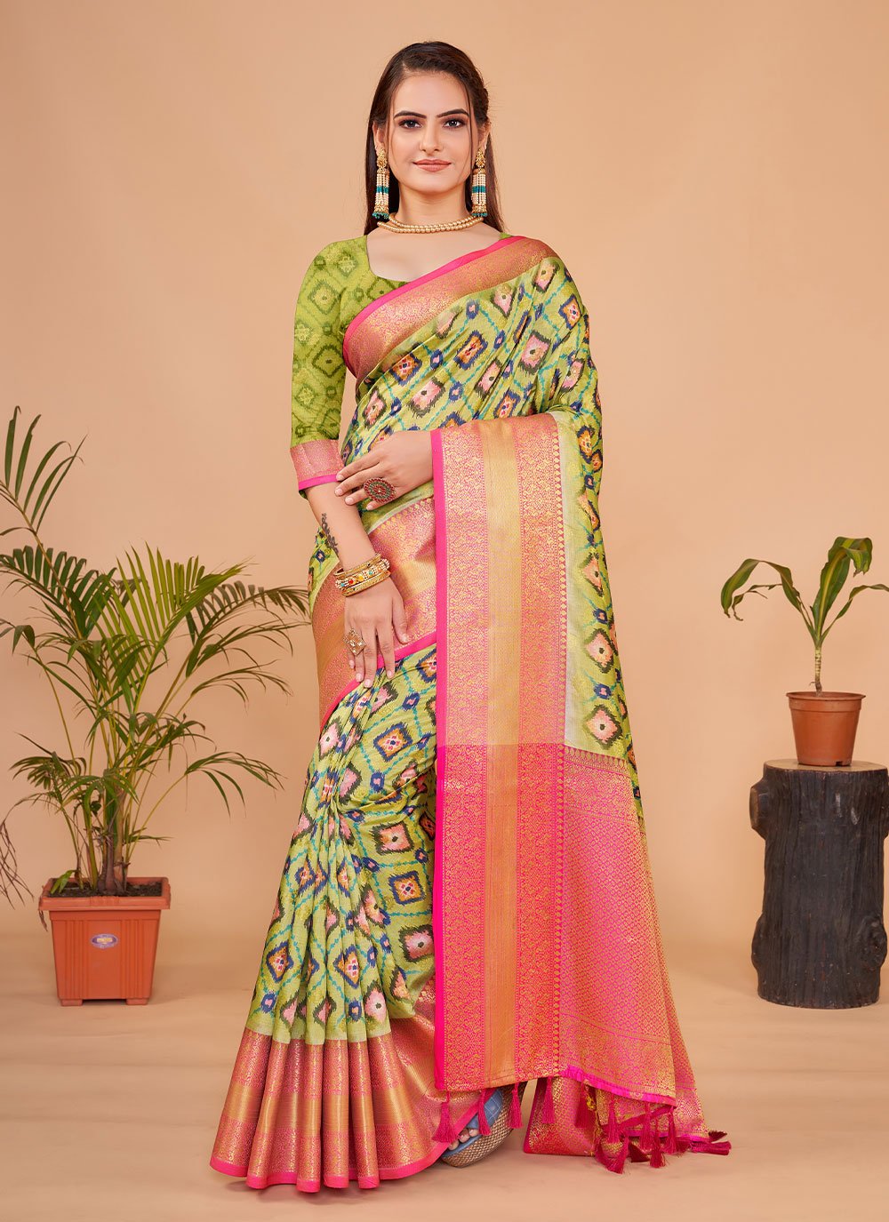 Classic Silk Green Digital Print Saree